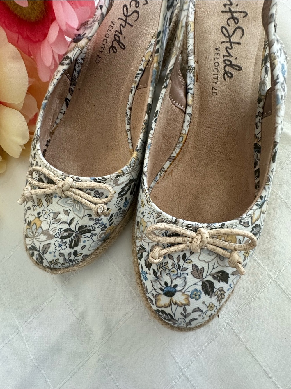 Life Stride Floral Slingback Espadrille Wedges! Super comfy and Cute!